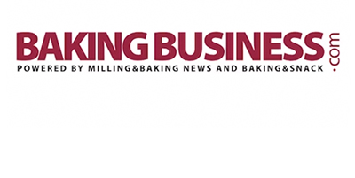 Baking business logo, text underneath reads, "Powered by Milling and baking news and baking and snack."