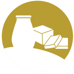 Gold circle icon with a white oil jar and butter